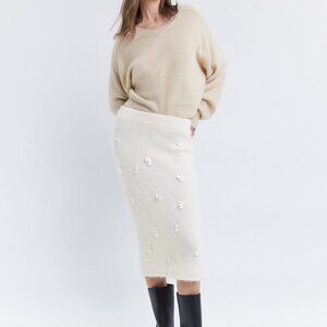 Zara SEQUIN ALPACA BLEND KNIT SKIRT Size M ,L NEW WITH TAG!